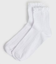 New Look White Cable Knit Frill Socks
